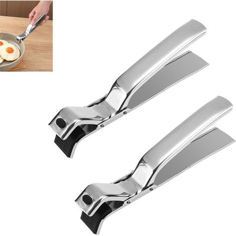 Set di 2 morsetti anti-scottatura in acciaio inox, morsetti da cucina multifunzionali per evitare di bruciare ciotole e piani cottura, un valido aiuto in cucina, antiscivolo. (1/5)