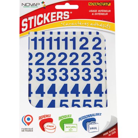 Chiffres autocollants 20mm Bleu NOVADHESIFS - 4370194 (1/4)