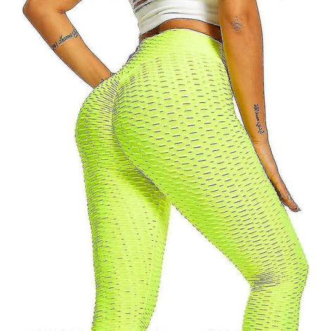 Leggings pour femmes, taille haute, pantalon de yoga, effet push-up, jacquard, froncé, gainant, effet ventre plat, effet push-up, gris, blanc, noir, violet, fitness, salle de sport.-XL-Green