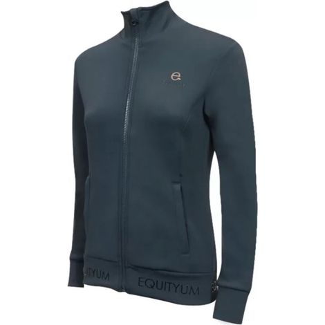XS, Blu: Damen Reit-Sweatshirt aus technischem Gewebe Softshell Modell Elina mit Reißverschluss und ohne Kapuze (1/5)