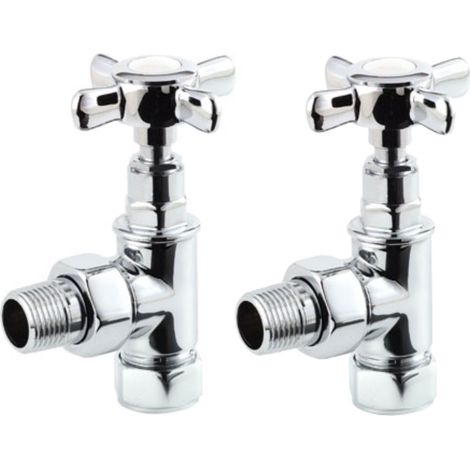 Heatwave Crosshead Chrome Angled Radiator Valves Pair (1/3)