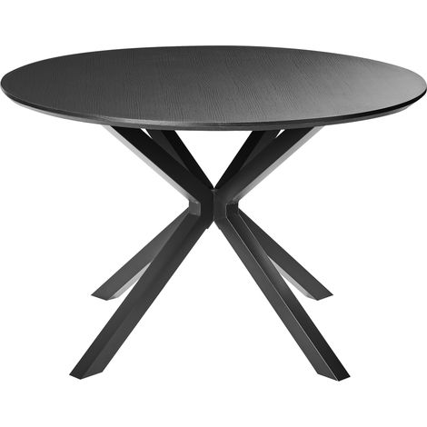 Mesa de comedor moderna de MDF con estructura metálica ø 120 cm mobiliario de salón negro Fitzroy