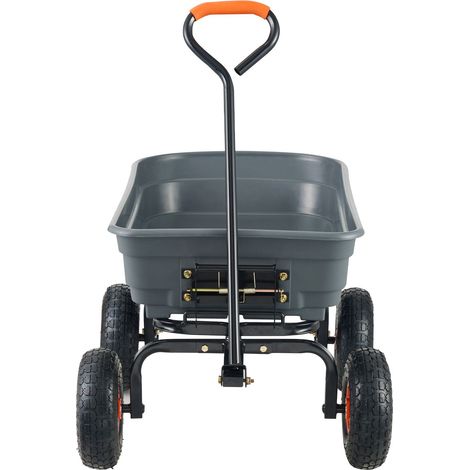 Gartenwagen aus Polyethylen mit Stahlrahmen, 272 kg Kippmulde, 25 cm Rädern und verstellbarem Griff (1/5)