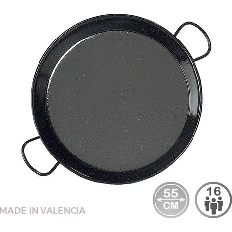 Poêle À Paella Traditionnelle En Acier Émaillé Ø55cm (16 Personnes). Vaello