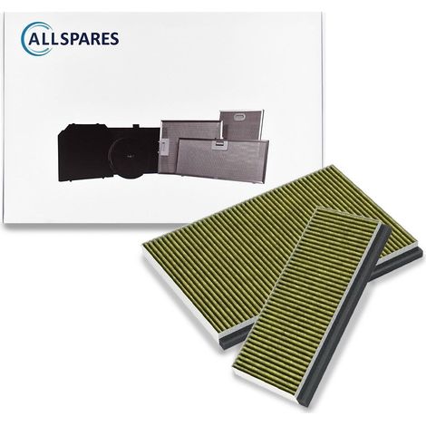 Filtro de carbón AllSpares CleanAir Plus (juego de 2) para campanas extractoras compatibles con Bosch, Siemens, Neff 17005388, DWZ1AF1B6 / Siemens LZ10AFA00 / Neff Z51AFA0X0 (363 x 250 x 24 mm  338 x 