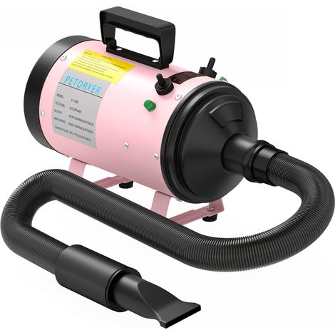 2200W Dog Hair Dryer Adjustable Temperature & Velocity, 3 Different Nozzles, Pink (1/5)