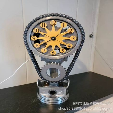 Reloj de engranajes giratorios explosivos que cruzan fronteras, decoración de resina, versión dorada (1/5)