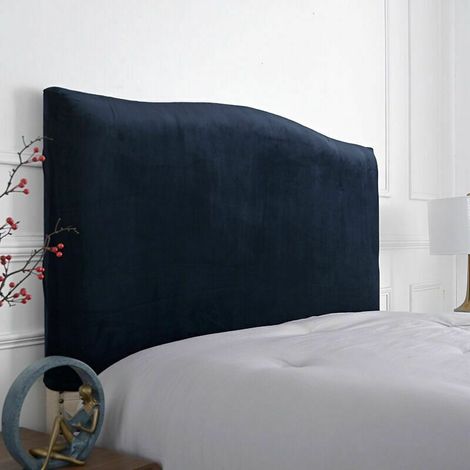 Housse de tête de lit élastique 150 cm – Pour têtes de lit 140-170 cm – Tissu 94% polyester, 6% spandex – Lavable, bleu marine (1/5)