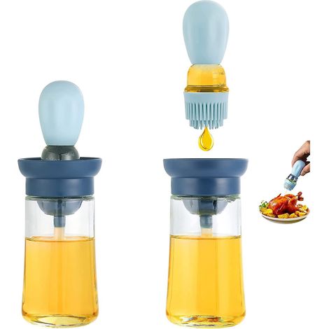 flacon Distributeur D'huile D'olive En Verre Avec Brosse En Silicone 2 En 1, Flacon Doseur D'huile Pour Cuisine, Frire, Ptisserie, Vinaigre, Dinde (1/4)