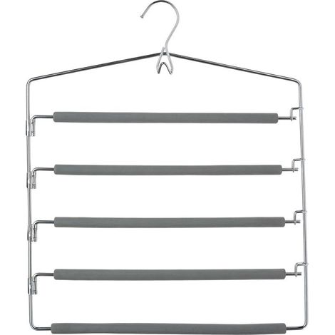Cintre métallique antidérapant pour 5 pantalons avec barres amovibles (1/3)