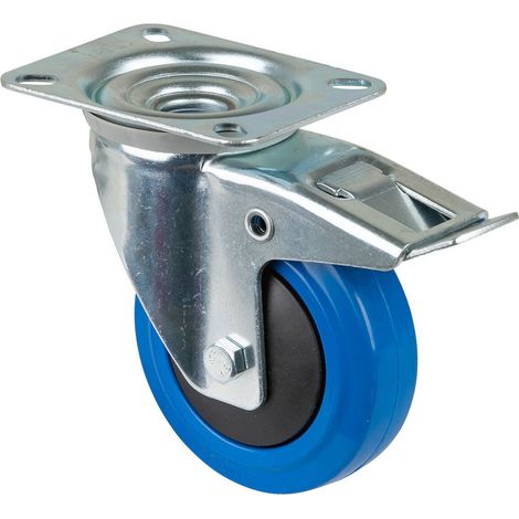 BS-R Transportgeräte-Lenkrolle, Rad Ø 100 Elastik-Reifen blau150kg (1/2)