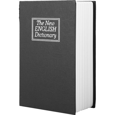 Coffre-fort/boîte de rangement pour bijoux et argent, en forme de dictionnaire anglais noir, avec 2 clés