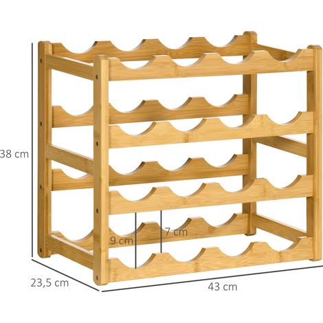 Weinregal aus Bambus für 16 Weinflaschen, 4 Regale, 43 cm x 23,5 cm x 38 cm Natur (1/5)