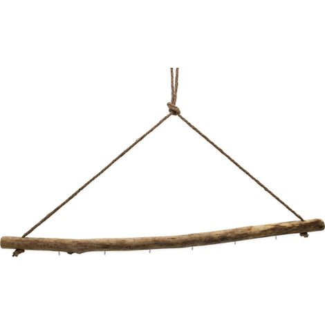 Treibholz Ast zum Hängen mit 6 Haken zum Dekorieren - 83 cm - Holzast Wanddeko Hänger mit Naturkordel