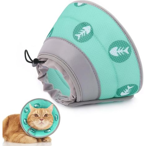 Collerette pour Chat, Collier pour Chiots, Petits Chiens et Chats (Vert, S) (1/4)