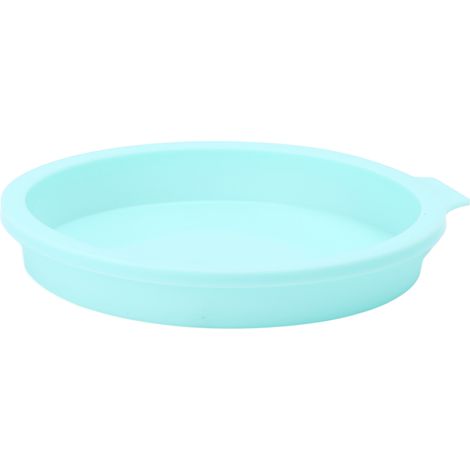 Moule à gâteau rond bleu en silicone réutilisable pour la pâtisserie et les desserts à la maison. (1/5)