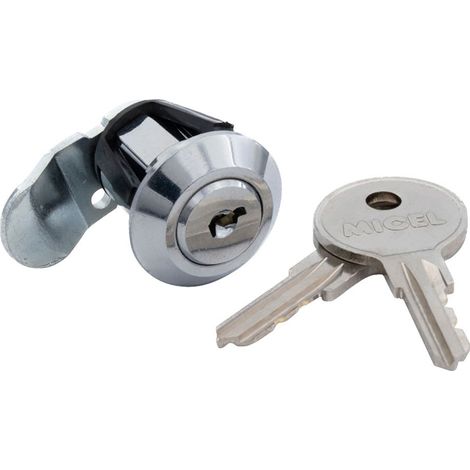 Cerradura buzón curva con clip cm22, de zamak con acabado cromo brillo, 20 mm, con 2 llaves, blister