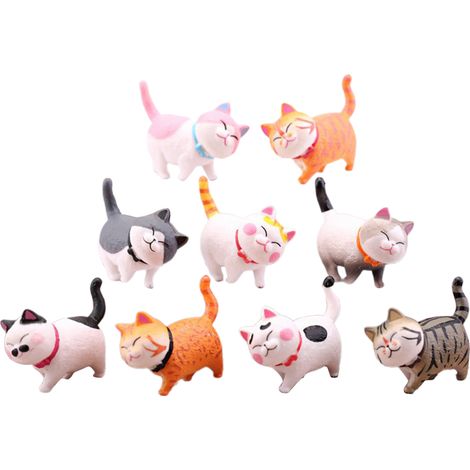 Figurines PVC miniatures chats décoratif 9 figurines multicolores 5 cm pour jardin, bureau et gâteaux (1/5)