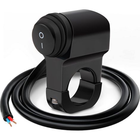 Interrupteur de Guidon de Moto 22 mm Commutateur de Commande de Guidon de VTT Étanche aux Éclaboussures pour Phares Antibrouillard Frein 12V-24V (1/5)