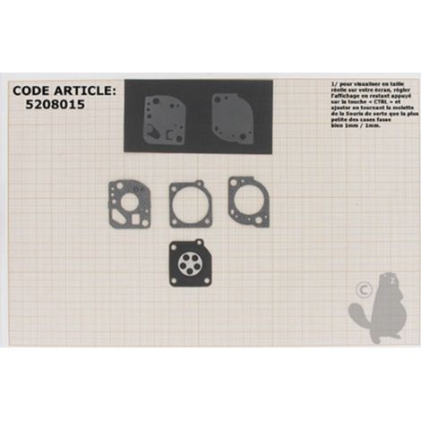Kit de membranas y juntas para carburador adaptable Homelite. Reemplaza original Zama GND-49.