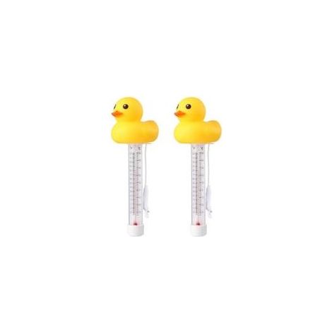 Set mit 2 schwimmenden Poolthermometern, gelbes Entenmotiv, genaue Wassertemperaturanzeige, unzerbrechlich mit Schnur für den Innen- und Außenbereich (1/5)