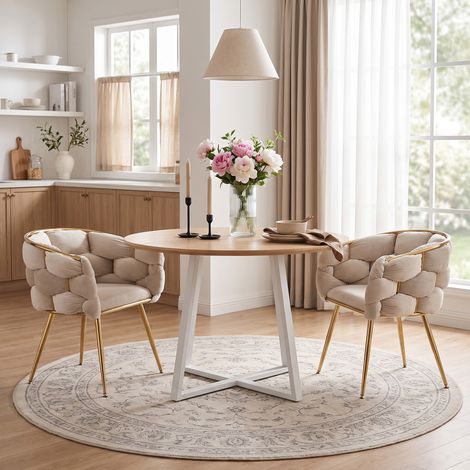 Poltrona da salotto in velluto beige 58x59x75 cm con braccioli, set di 2 - MEUBLIV (1/5)