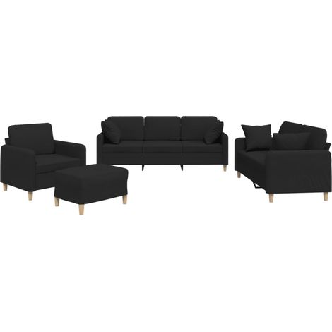 Maison Exclusive - Set Divani 4 pz con Cuscini Nero in Tessuto