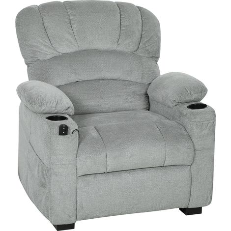 HOMCOM Poltrona Relax Elettrica Reclinabile con Poggiapiedi, Seduta Ampia Grigio (1/5)