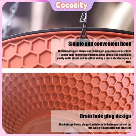Cocosity Pot de fleur suspendu Panier à plantes suspendu, Pot de fleur en plastique nid d'abeille, jardinière jardin essence Brun (1/5)