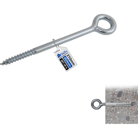 Lot de 8 Boulon à oeil 160 mm Galvanisé Boulons à anneau à œil à tige à vis Fermée Robuste