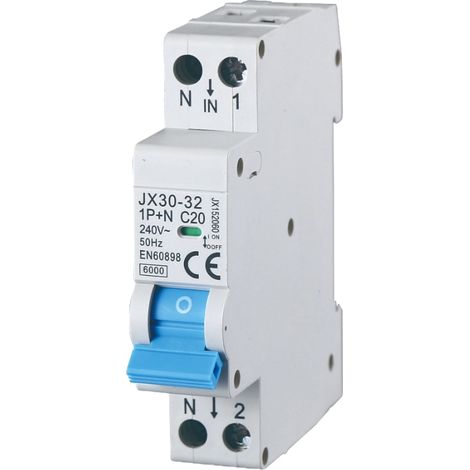 gloca Automatischer Leistungsschalter 1P+N 20A 220V 6KA 1 Modul DIN C20
