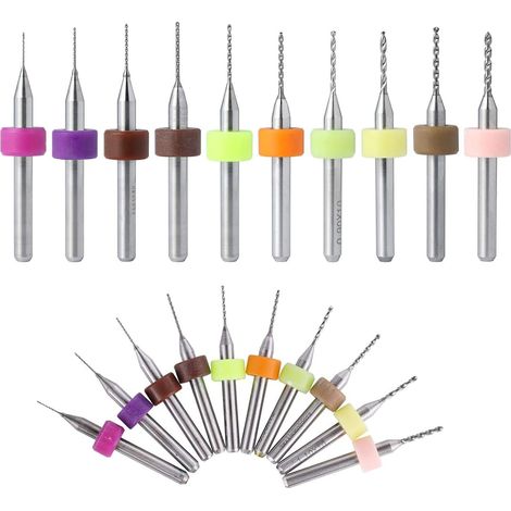 20 Pcs 0.3-1.2mm PCB Circuit Imprimé Carbure de Tungstène Micro Forets Mini Twist Drill Bits Set Gravure Métallurgie pour Bijoux CNC Gravure (1/5)