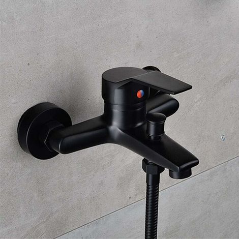 Robinet mitigeur de douche en laiton pour salle de bain eau froide et chaude, noir mat