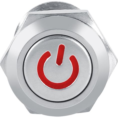 Interrupteur à bouton-poussoir de voiture 12 mm, type instantané en métal, LED rouge, 2 V (1/3)