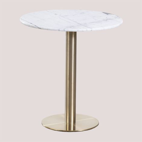 Mesa de Bar Redonda en Mármol Cosmopolitan SKLUM         Oro champagne    