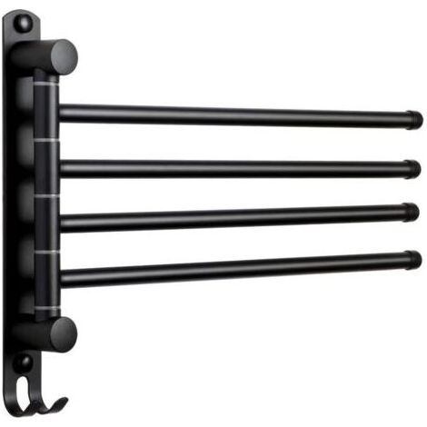 Porte-Serviettes Salle de Bain avec 4 Barres 180°Rotatives Sèche-Serviettes en Acier Inoxydable SUS304 Porte Serviette Murale pour Cuisine Lavabo- Noir (1/5)