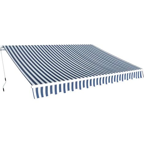 Auvent pliable manuel-Store banne 350 cm Bleu/blanc (1/5)