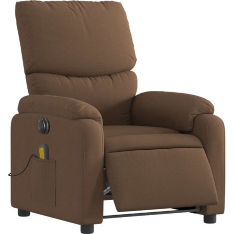 Poltrona relax con funzione massaggio e recliner elettrico in tessuto marrone DEC027788