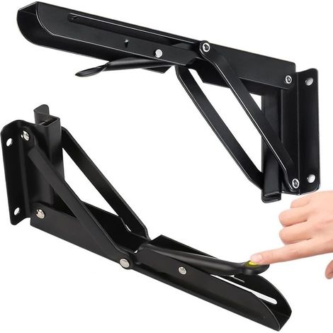 300mm Support Equerre Pliable Charge Lourde, 2 Pièces Equerre Pliante 30cm, Equerre Murale pour Garage, Tablette Murale Rabattable (1/5)