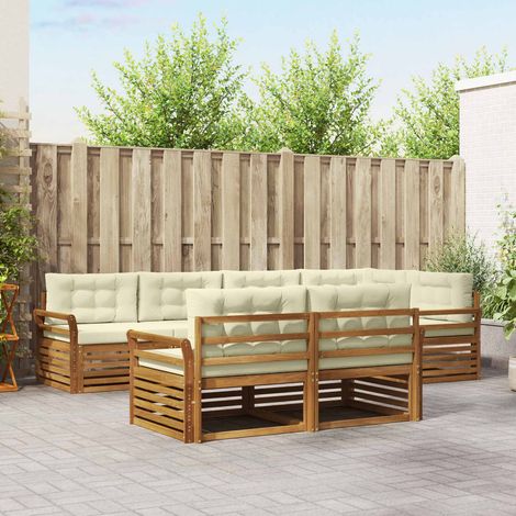 vidaXL Outdoor-Sofagarnitur mit Kissen 7 pcs Natur und Creme (1/5)