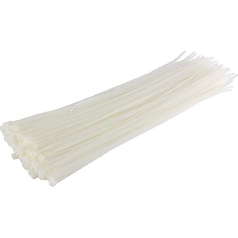 Lange, robuste silberne Kabelbinder, 370 mm x 4,8 mm, Packung mit 100 Stück, aus hochwertigem Nylon, weiß.