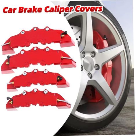 2 Paires Couvre-étriers de Frein Rouge Avant et arrière, coquilles d'étrier protectrices résistantes à la Chaleur pour la Modification et décoration du moyeu de Roue Voiture