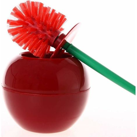 EASYCOMFORT Brosse et Support de Toilette Cerise Brosse de Toilette Plastique Brosse Toilette Cerise Brosse WC Design Original Balayette WC Outil de Nettoyage de Salle de Bain Décoratif (1/5)