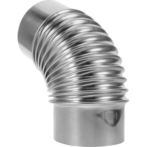 Coude Conduit de Cheminée 45° Acier Inoxydable Épais Tube Poêle à Bois Rural Tuyau Poêle Tente Camping Raccord Compact pour Chauffage Extérieur Bois (1/5)
