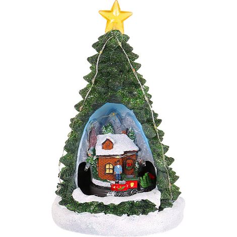 Boîte à musique Mini sapin de Noël, boîte à musique chalet, veilleuse lumineuse, décoration pour restaurant/bar (1/5)