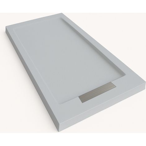 Duschwanne Steen mit Rahmen Farbe Lichtgrau RAL 7035 70x150cm Abdeckung Edelstahl