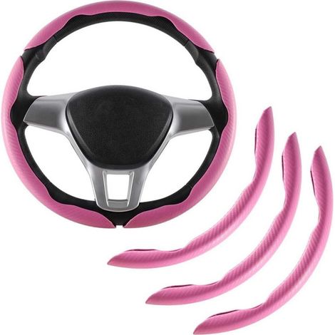 Carbonfaser Lenkradabdeckung 3er Set Rosa Anti-Rutsch Schutz Universal Auto Zubehör (1/5)