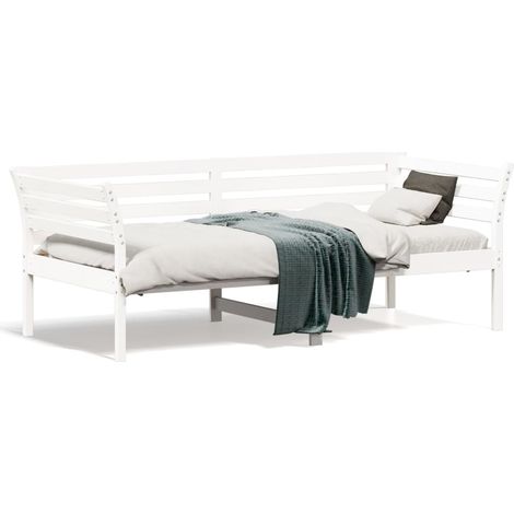 Lit de jour Blanc 90x190 Bois de pin massif (1/5)