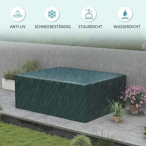 Housse de protection Outsunny pour meubles de jardin, hivernale, étanche et anti-UV, en toile, pour table et salon de terrasse, rectangulaire, 235x190x90 cm, vert (1/4)