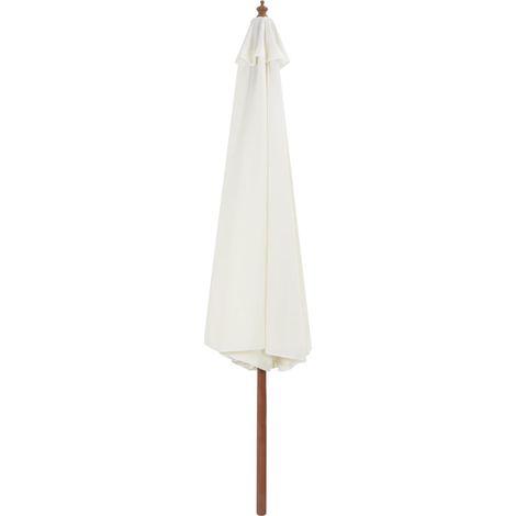 Vidaxl – Parasol droit 350 cm – Mât en bois 48 mm – Tissu polyester anti-UV – Système à double poulie – Couleur blanc sable